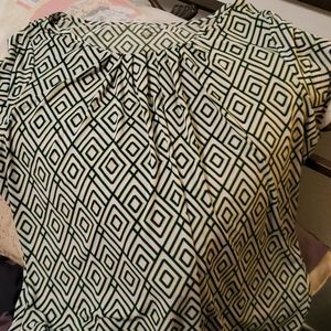 Green and white blouse